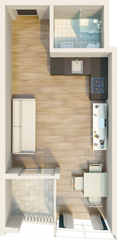 Квартира 34.62 м² - Мезгваурта, Чакви, Грузия
